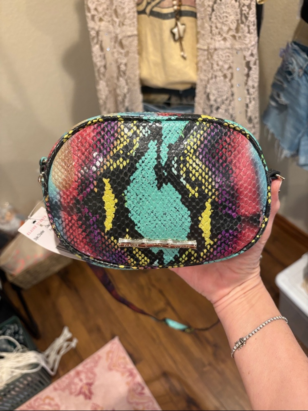 Python Carnival Colors Crossbody Purse By Elaine Turner New With Tags Circa 2009